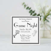 Game Night Party Invitation Black and White Kaart (Staand voorkant)