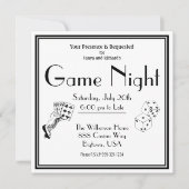 Game Night Party Invitation Black and White Kaart (Voorkant)