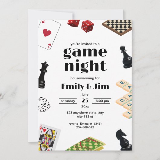 Game Night Party Uitnodiging, Housewarming party (Voorkant)