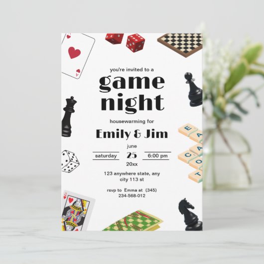 Game Night Party Uitnodiging, Housewarming party (Staand voorkant)
