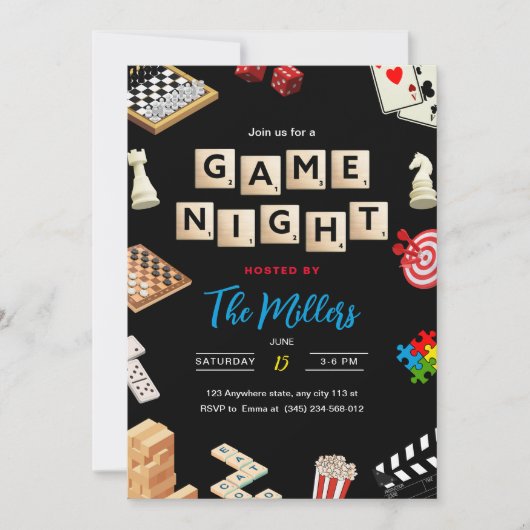 Game Night Party Uitnodiging, Housewarming party Kaart (Voorkant)