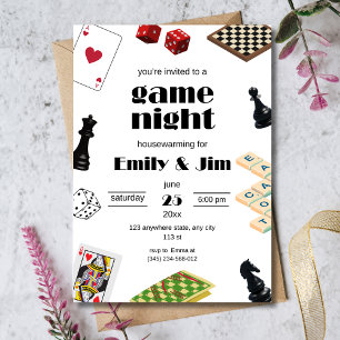 Game Night Party Uitnodiging, Housewarming party Kaart