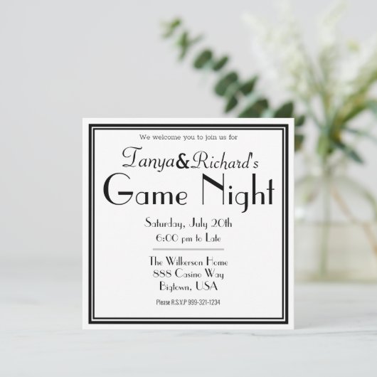 Game Night Party Uitnodiging Retro Classy (Staand voorkant)