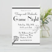 Game Night Party Uitnodiging Zwart-wit Retro (Staand voorkant)