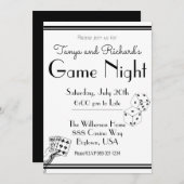Game Night Party Uitnodiging Zwart-wit Retro (Voorkant / Achterkant)