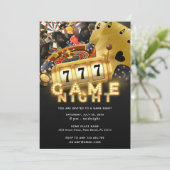Game Night Party Zwart Goud Kaart (Staand voorkant)
