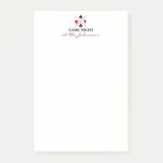 Game Night Personalized Playing Cards Scorepad Post-it® Notes (Voorkant)
