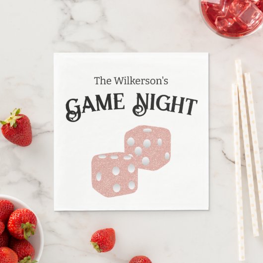 Game Night Pink Glitter Dice Servet (Insitu)
