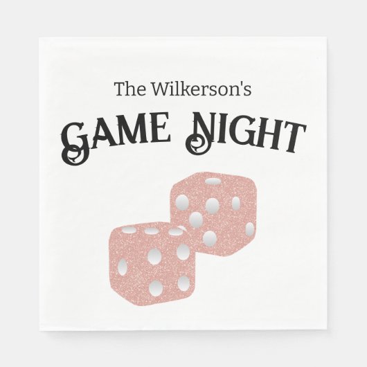 Game Night Pink Glitter Dice Servet (Voorkant)