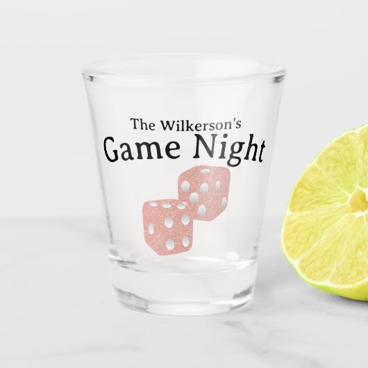 Game Night Pink Glitter Dice Shot Glas (Voorkant)