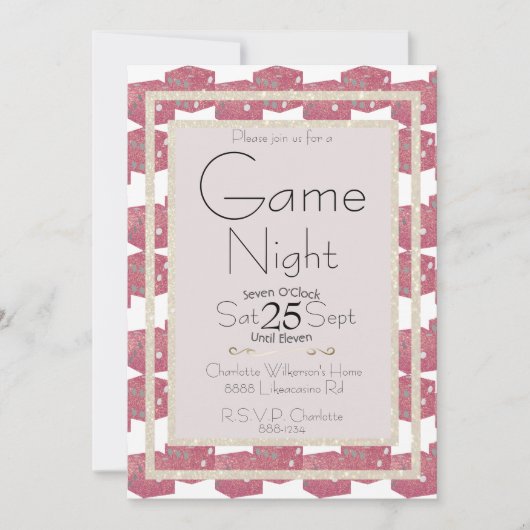 Game Night Pink Glitter Pplay Dice Kaart (Voorkant)