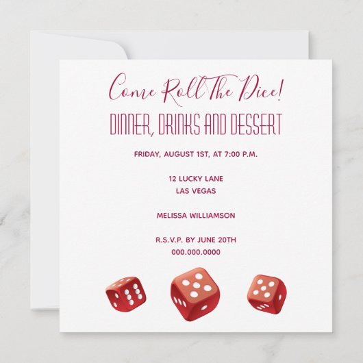 Game Night Red Dice Bunco Dice Party Kaart (Achterkant)