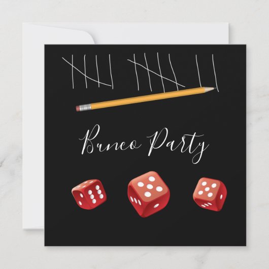 Game Night Red Dice Bunco Dice Party Kaart (Voorkant)