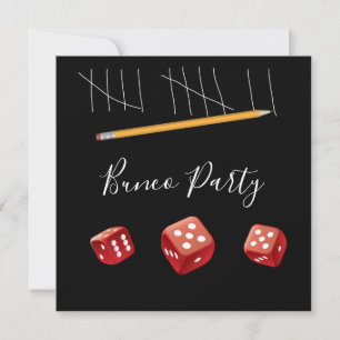 Game Night Red Dice Bunco Dice Party Kaart