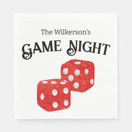 Game Night Red Glitter Dice Servet (Voorkant)