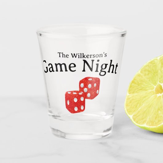 Game Night Red Glitter Dice Shot Glas (Voorkant)