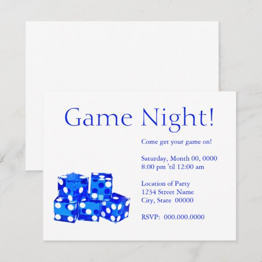 Game Night-uitnodigingen Kaart (Voorkant / Achterkant)