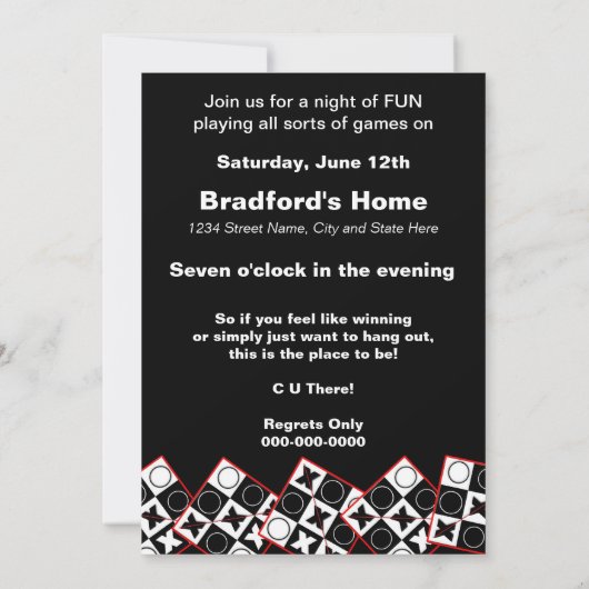 Game Night-uitnodigingen - Win met ons Kaart (Achterkant)