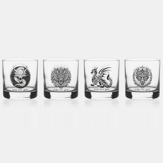 Game Night Unique Dragons 4 Personalize Text Whisky Glas (Voorkant)