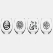 Game Night Unique Dragons 4 Personalize Text Wijnglas Zonder Voet (Achterkant)