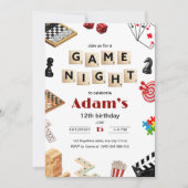 Game Night Verjaardag Uitnodiging, Board Game Nigh Kaart (Voorkant)