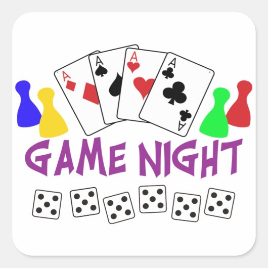 Game Night Vierkante Sticker (Voorkant)