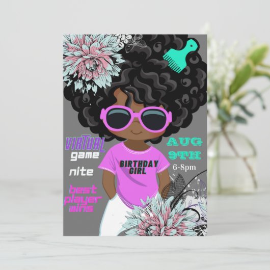 Game Nite Birthday Invitation Kaart (Staand voorkant)