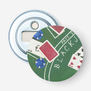 Game of Blackjack met chips van Chariklia Zarris Button Flesopener