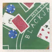 Game of Blackjack met chips van Chariklia Zarris Glazen Onderzetter (Voorkant)
