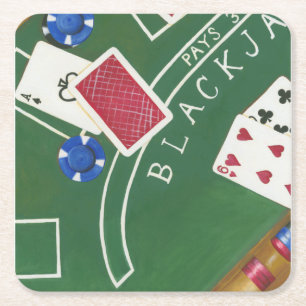 Game of Blackjack met chips van Chariklia Zarris Kartonnen Onderzetters