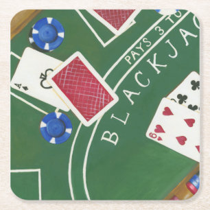 Game of Blackjack met chips van Chariklia Zarris Kartonnen Onderzetters