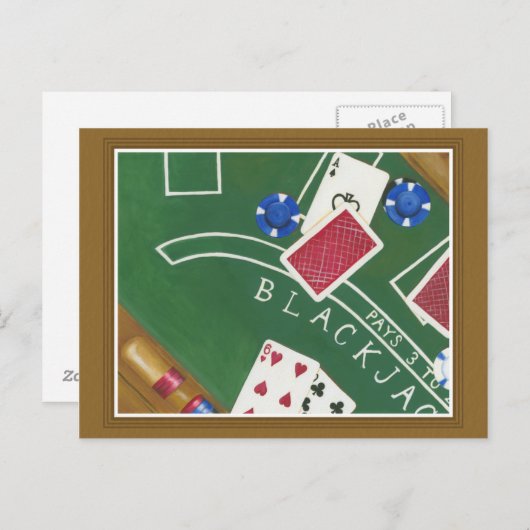 Game of Blackjack with Chips by Chariklia Zarris Briefkaart (Voorkant / Achterkant)