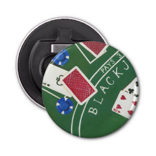 Game of Blackjack with Chips by Chariklia Zarris Button Flesopener