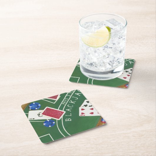 Game of Blackjack with Chips by Chariklia Zarris Kartonnen Onderzetters (Insitu)