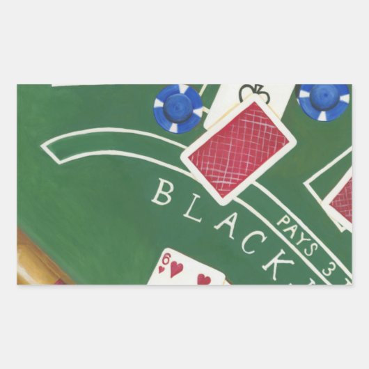Game of Blackjack with Chips by Chariklia Zarris Rechthoekige Sticker (Voorkant)