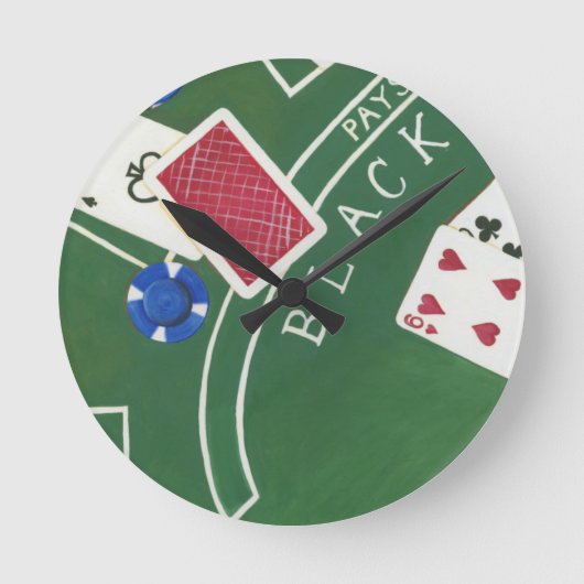 Game of Blackjack with Chips by Chariklia Zarris Ronde Klok (Voorkant)
