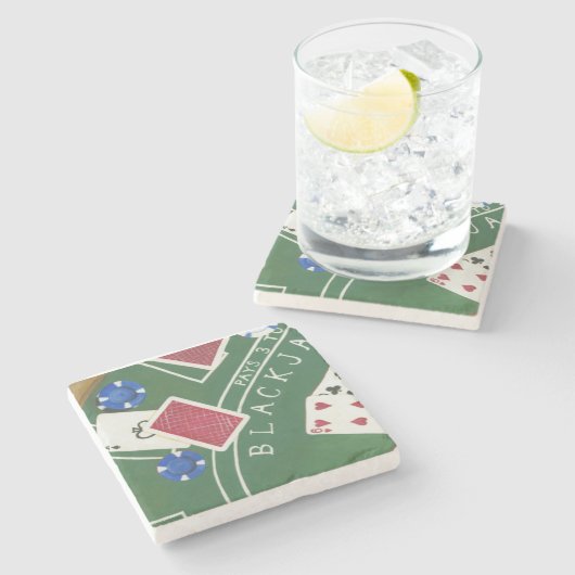 Game of Blackjack with Chips by Chariklia Zarris Stenen Onderzetter (Zijkant)