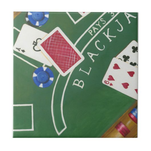 Game of Blackjack with Chips by Chariklia Zarris Tegeltje (Voorkant)