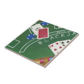 Game of Blackjack with Chips by Chariklia Zarris Tegeltje (Zijkant)