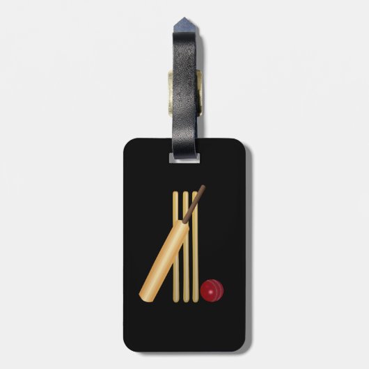 Game of Cricket, aanpasbare tekst Bagagelabel (Achterkant verticaal)