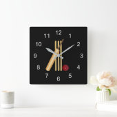 Game of Cricket, Bat and Ball Vierkante Klok (Huis)