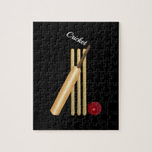 Game of Cricket, Bat and Ball, White Text Legpuzzel