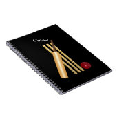 Game of Cricket, Bat and Ball, White Text Notitieboek (Rechterzijde)