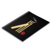 Game of Cricket, Bat and Ball, White Text Notitieboek (Linkerzijde)