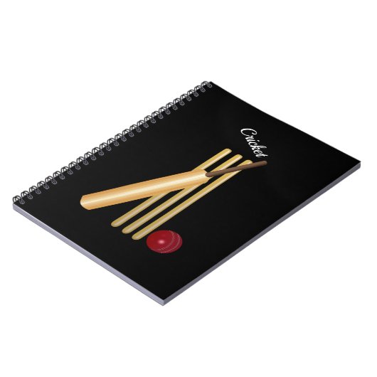 Game of Cricket, Bat and Ball, White Text Notitieboek (Linkerzijde)