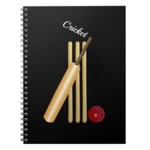 Game of Cricket, Bat and Ball, White Text Notitieboek
