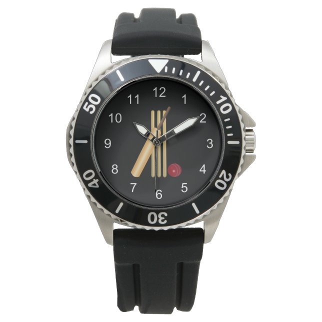 Game of Cricket, Bat and Ball Wrist Watch Horloge (Voorkant)