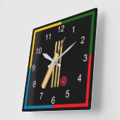 Game of Cricket, Wicket, Bat and Ball Vierkante Klok (Hoek)