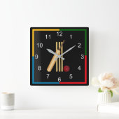 Game of Cricket, Wicket, Bat and Ball Vierkante Klok (Huis)