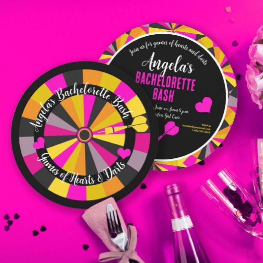 Game of Darts en Harten Bachelorette Party Kaart
